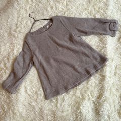【美品】【GALLERY VISCONTL】袖リボントップス/2/グレー/アクリル・ウール・ナイロン・ポリウレタン