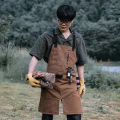 アウトドアエプロン DIY  仕事 園芸 BBQ　キャンプ ガーデニング 木工 家事 エプロン 作業用 オシャレ　ワークエプロン　たっぷり収納 厚手　男女兼用