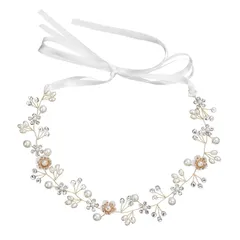 【人気商品】花嫁 花冠 女の子 ヘッドドレス 発表会 リボン 花かんむり 卒業式 パール カチューシャ 入学式 クリスタルビーズ 花 女の子 髪飾り