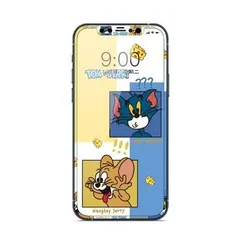 iPhone 14 Plus / iPhone 13 Pro Max 用 ガラスフィルム 液晶保護フィルム アニメ トムとジェリー 硬度9H 飛散防止 指紋防止 耐衝撃 ラウンドエッジ加工 キャラクター 3D 強化 保護 フィルム