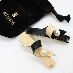 【新品商品】ALEXANDRE DE PARIS アレクサンドル ドゥ パリ（AA6-18011-03）バレッタ ヘアクリップ　パール リボン