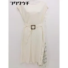 ◇ ◎ natural couture NICE CLAUP 花柄 切替 半袖 膝丈 ワンピース サイズF クリーム マルチ レディース  【中古】 【1112060005471】