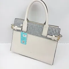 ◇ Θ◎●未使用● nano ナノ ギンガムチェック柄 2WAY ハンド ショルダー バッグ ハンドバッグ ホワイト ブラック レディース E  【1502180056352】
