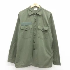 L/古着 長袖 ビンテージ ミリタリー シャツ メンズ 70s 緑 グリーン 25aug02 中古 トップス