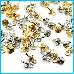 【人気商品】，【特価商品】，【特価】uvレジン アクセサリー ゴールド*50個+シルバー*50個 パーツ 4*8mm 金具 ハンドメイド 挿入ヒートン 手芸 PLAYER】ヒートンキャップ クラフト 【BEAUTY DIY