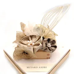 髪飾り １０点セット 京都 西陣 和小物 京あそび MIYAKO ASOBI 枡 ベージュ 成人式 花 和 浴衣 着物 振袖 袴 七五三 子供 結婚式お呼ばれ 卒業式 入学式 コーム 髪留め 日本製 送料無料 W85 MU-T7-0792 w730　Si