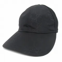 極美品 グッチ GUCCI GG ナイロン メッシュ キャップ 帽子 6パネル レザーパッチ ロゴ サイズL/59cm 黒 ブラック メンズ レディース ユニセックス ◇９のサムネイル