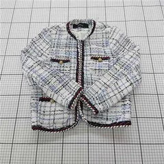 ◇ Θ ZARA BASIC ザラ ツイード 長袖 ノーカラー ジャケット サイズEUR M USA M MEX 28 ホワイト系 マルチ レディース E  【1509180013286】