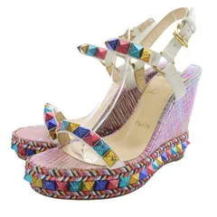 クリスチャンルブタン Christian louboutin カタクロウ スタッズ ウェッジソール サンダル ストラップ 37 マルチカラー