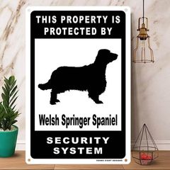 雑貨【Welsh Springer Spaniel/ウェルシュ・スプリンガー・スパニエル】 Dog ドッグ 犬 メタルポスタ― Security セキュリティー 警告 ヤードサイン メタルプレート ブリキ看板 -209のサムネイル