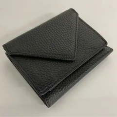 新品 未使用 牛本革 ミニ財布 黒 三つ折り 本革 コンパクト 小さい ブラック