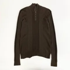 1j27 ARMANI COLLEZIONI アルマーニ コレツィオーニ ハイネックリブニットセーター ハーフボタン ウール100％ 50サイズ ブラウン メンズu02tのサムネイル