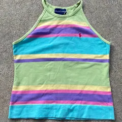 90's Ralph Lauren mulch color border camisole. 古着　ラルフローレン　マルチカラーボーダー　ホルターネックキャミソール　タンクトップ　レディース