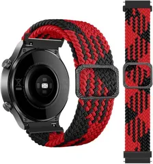 Pellforia 互換品 スマートウォッチ ベルト バンド 時計バンド 腕時計ベルト クイックリリース ナイロン編み 調整可能 伸縮ベルト(レッド/ブラック,  20mm)