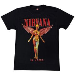 【土日も発送】NIRVANA InUtero　ニルヴァーナ イン・ユーテロ メンズレディース ロックＴシャツ バンドＴシャツ ブラック 半袖 RockYeah