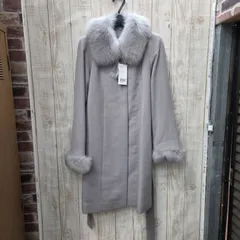 9 S98112   ロングコート カシミヤ アウター Lサイズ ファー付き 長袖 ジャケット 衣類 レディース 未使用