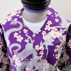 鯉口（こいくち）ダボシャツ　 桜と龍　ムラサキ　festival clothes  中（M） 大(L)　特大(LL)