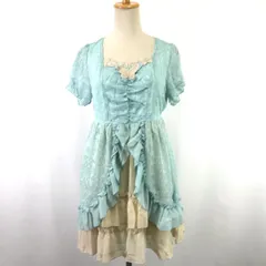 axes femme【アクシーズファム】半袖/春夏ワンピース【size:M/膝丈/水色×アイボリー】フリル/レース/dress◆BJ001-c
