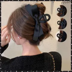 ヘアクリップ バンスクリップ リボン 黒レディース ヘアアクセサリー 大人 まとめ髪 お洒落 オフィス雑貨 髪飾り 結婚式 演奏会 可愛い 女子会 髪留め簡単ヘアアレンジ 誕生日 プレゼント 韓国ヘアアクセ