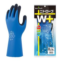 K030	【防水・耐油】 ショーワグローブ(Showaglove) No.378Plus ニトローブW+ ブルー XLサイズ 1双　水産・漁業、油を扱う作業、車のメンテナンス、機械・金属加工、清掃業など幅広くお使いいただけます。	4901792038058