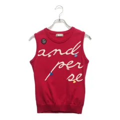 中古 レディース アンパスィ and per se ベスト M ピンク クルーネック ニット ロゴ