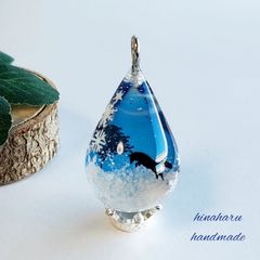 ドロップ空ネックレス(雪景色＊キタキツネ)