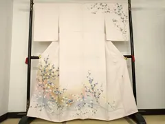 松井青々 訪問着 落款入 金彩 叩き染 紋意匠 桜尽くし 正絹 パールトーン加工 松井青々 訪問着 落款入 金彩 叩き染 紋意匠 桜尽くし 正絹