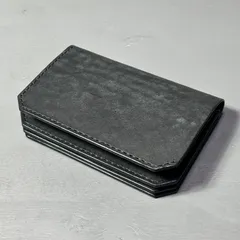 ショートウォレット　二つ折り財布　イタリアンレザー　ブラック　ハンドメイド　コンパクトウォレット　トラッカーウォレット　SLW