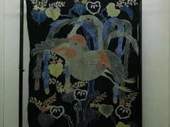 藍染筒描き三巾加賀のれん時代物木綿古布　ソ-282 藍染筒描き三巾加賀のれん時代物木綿古布 ソ-282 - メルカリ