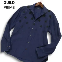 GUILD PRIME ギルドプライム 通年★ スター 星柄 プリント 長袖 シャツ Sz.2 メンズ 紺のサムネイル