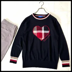 ブルーレーベル　ハート柄　ニット　セーター　ブラック　チェック