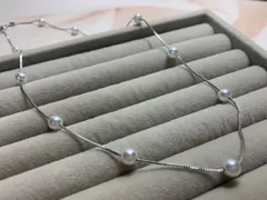 【4】真珠　パール　チョーカー　ネックレス　シルバー