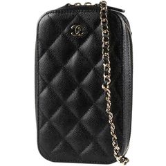 CHANEL/シャネル　マトラッセ チェーン スマートフォンケース/スマホケース/ショルダーバッグ　グレインド カーフスキン/キャビアスキン　ブラック×ゴールド金具　A70655　27番台【未使用品】
