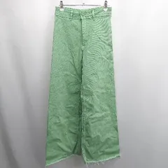 ◇ Θ ZARA ザラ フリッジ加工 ダメージバギーデニムパンツ サイズ36 ライトグリーン系 レディース E  【1507160032227】