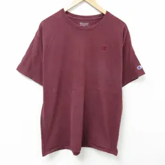 XL/古着 チャンピオン champion 半袖 ブランド Tシャツ メンズ ワンポイントロゴ クルーネック エンジ 25may26 中古