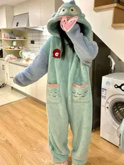 ハンギョドン パジャマ ルームウェア 部屋着 レディース 冬 ふわふわ 可愛い 着ぐるみ 暖かい きぐるみパジャマ 冬 韓国 可愛いパジャマ もこもこ 大人 寝間着 防寒着 寒さ対策 お誕生日 ギフト プレゼント