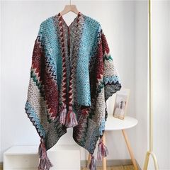 レディース ポンチョ　ストール エスニック柄  ショール ロング  防寒　P1