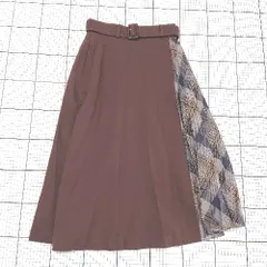 ◇ Θ 未使用 Te chichi テチチ タグ付き チェック柄切替 膝下丈 フレア スカート サイズS ブラウン系 マルチ レディース E  【1507230000194】