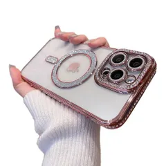 SakananaiPhone16用ケースキラキラクリアMagsafe対応ラインストーンカメラレンズ保護ラメおしゃれ可愛いソフトシンプルマグネット搭載ワイヤレス充電対応耐衝撃黄ばみなし軽量薄型