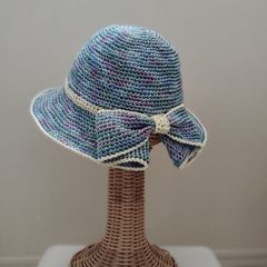サマーハット：春夏用・バックリボン《ユニコーン系ミックス》ハンドメイド