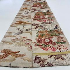 丸帯 アンティーク ヴィンテージ 全通 金帯 382cm 花嫁衣装 貸衣装 中古 リサイクル 結婚式 婚礼 着付け 舞台 きもの 着物 4137