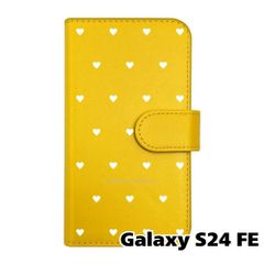 【新品未使用】 Galaxy S24 FE 手帳型スマホ ケース ハート柄 (カバー色イエロー×ホワイト柄) ドット シンプル おしゃれ カード収納 PUレザー flip2-galaxys24fe-ye-20082のサムネイル