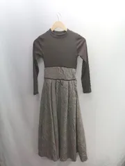 ◇ ⊇ GRL グレイル チェック柄 長袖 膝下丈 ワンピース サイズS ブラウン系 レディース E  【1502060000864】