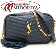 SAINT LAURENT PARIS サンローランパリ ルーミニバッグ 612579 ショルダーバッグ レザー ネイビー/352455【中古】