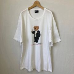 Polo Ralph Lauren ポロラルフローレン ホワイト コットン Tシャツ タキシード ポロベア 白 アメリカ製 USA L XL