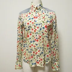 #anc ディースクエアード DSQUARED2 シャツ ブラウス 38 アイボリー 青 赤 デニム使い ウエスタン 花柄 イチゴ レディース [961420]