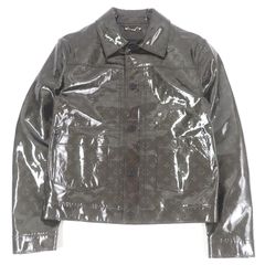 極美品□LOUIS VUITTON ルイヴィトン 18AW 牛革 モノグラムエクリプス グレーズ ジャケット ブラウン 50 イタリア製 正規品 メンズ