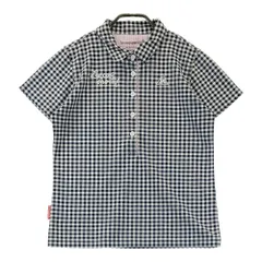 サイズ：L LE COQ GOLF ルコックゴルフ  半袖ポロシャツ ギンガムチェック柄 ブラック系 [240001247114] ゴルフウェア レディース ストスト