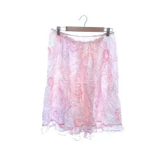 ツモリチサト TSUMORI CHISATO フレアスカート ミモレ ロング シフォン 総柄 絹 シルク 2 ピンク /YKのサムネイル