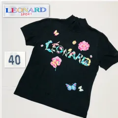 人気！レオナール カシミヤシルククルーネックニット 花柄 38 ブラック 人気！レオナール カシミヤシルククルーネックニット 花柄 38